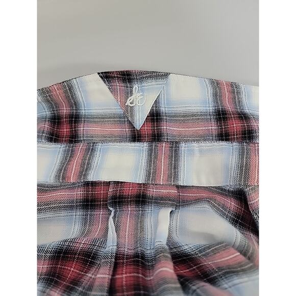 SAM EDELMAN Womens Shirt Riley Plaid Boyfriend Split Hem Button Up Zippers Med - Picture 12 of 12